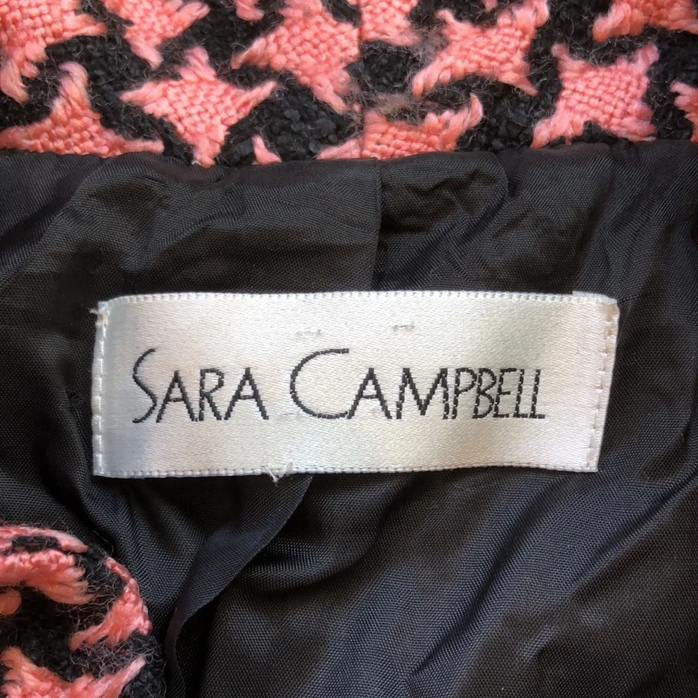 Sara Campbell coral/black houndstooth blazer - Picture 2 of 8